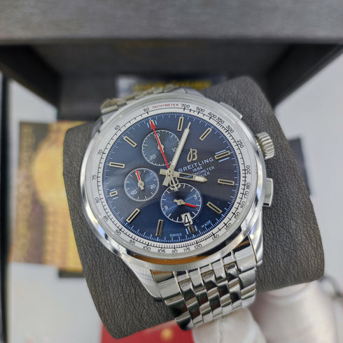 Br-Breitling Chronomat Argenté Bleu