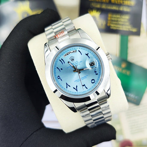RX-Rolex day-date arabic blue mens