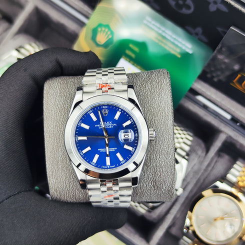 RX-Datejust 41mm Oystersteel and white Bright Blue Dial 126334-0002'