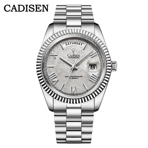 CADISEN Men's Mechanical Watches Luxury Meteorite Dial Automatic Watch For Men Week 100M Japan MIYOTA 8285 Movement Clock Man