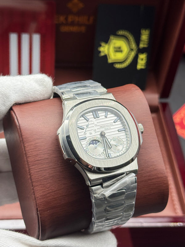 Patek- PHILIPPE STEEL NAUTILUS WITH MOONHASE AND POWER RESERVE for