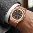 NAVIFLZ NFVZ 2025 New Classic Rose Gold Brown Men's Watches Luxury Quartz Watch For Men Stainless Steel Sapphire WristWatch