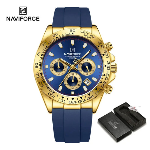 NAVIFORCE NF8054 Original Watches For Men Silicone Band Casual Sport Chronograph Luminous Wristwatch