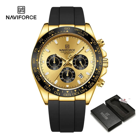 NAVIFORCE NF8054 Original Watches For Men Silicone Band Casual Sport Chronograph Luminous Wristwatch