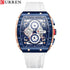 CURREN Luxury Men Watch with Chronograph Quartz Movement Auto Date Sport Casual Wristwatch Silicone Strap Reloj Hombre