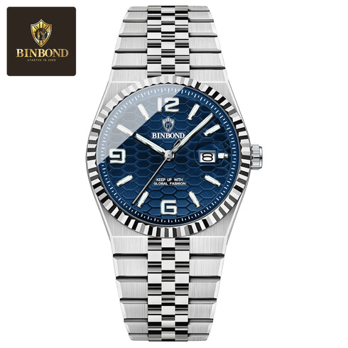BINBOND Brand Stainless Steel Quartz Watch For Men Luxury Date Display Waterproof Luminous Fashion Men Watch Relogios Masculino