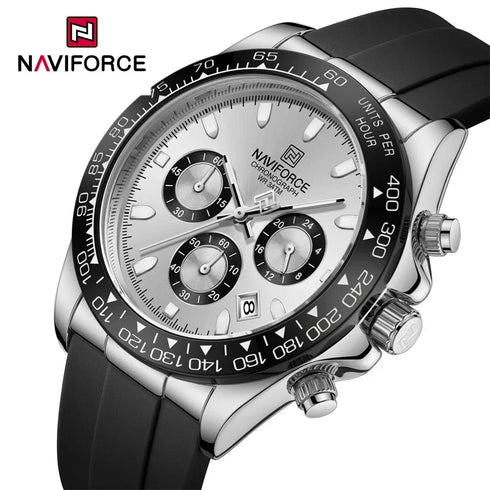NAVIFORCE NF8054 Original Watches For Men Silicone Band Casual Sport Chronograph Luminous Wristwatch
