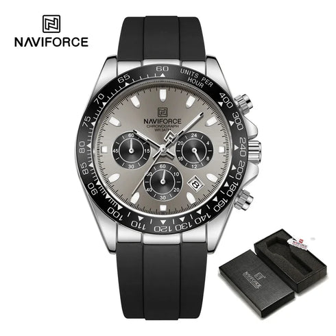 NAVIFORCE NF8054 Original Watches For Men Silicone Band Casual Sport Chronograph Luminous Wristwatch