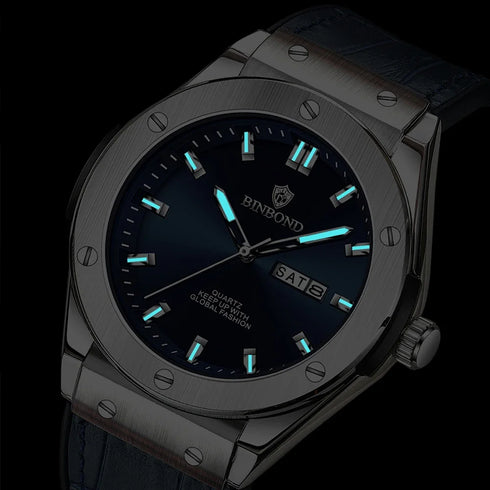New Leather Casual Clock Men Luxury Watch Automatic Watches Mens Top Man Gifts Fashion Quartz Wristwatches Relojes Para Hombres