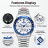 2026 REWARD Silvery White Quartz Watches for Men Luminous Hands Business Watches Stainlesss Steel Strap with Box
