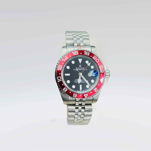 RX-Rolex gmtmaster ii stainless steel black dial red ceramic bezel jubilee bracelet