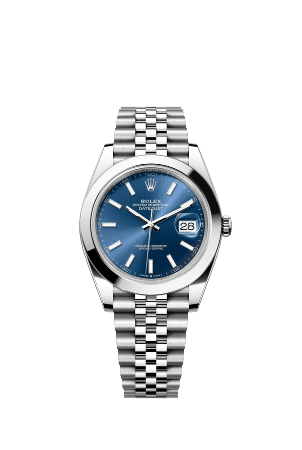 RX-Datejust 41mm Oystersteel and white Bright Blue Dial 126334-0002'